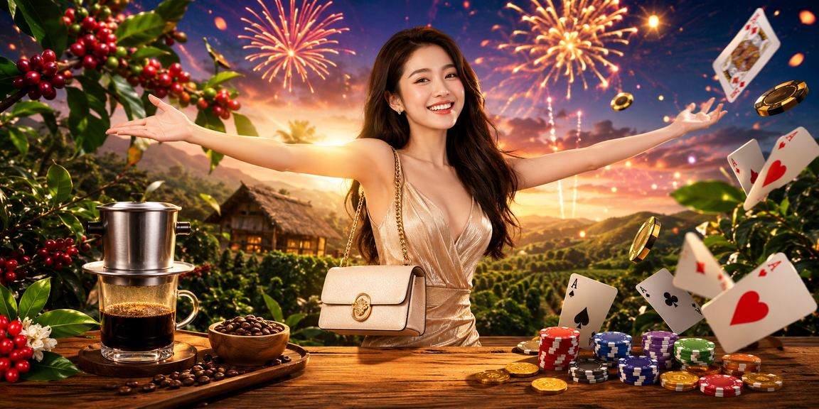 Nhóm bạn Buôn Ma Thuột uống cà phê và tham gia trò chơi bài casino trực tuyến